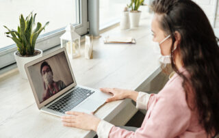 Woman having a video call